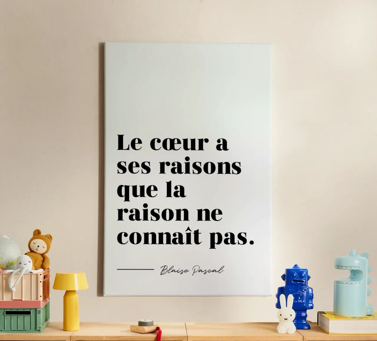 Le cœur a ses raisons canvas by typed