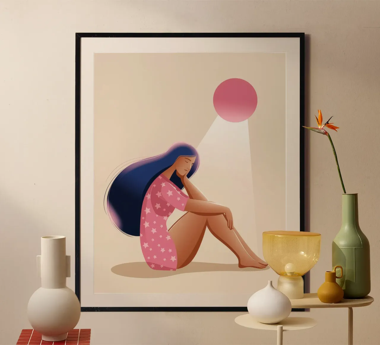 Reflektierende rosa Einsamkeit Poster von Nebula Verse