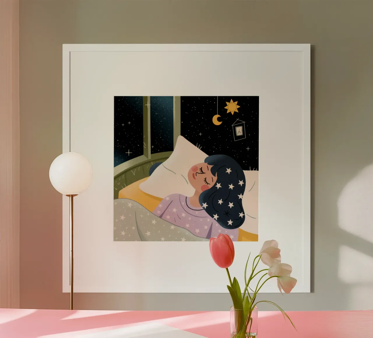 Notte stellata Pace poster con telaio in alluminio da Nebula Verse