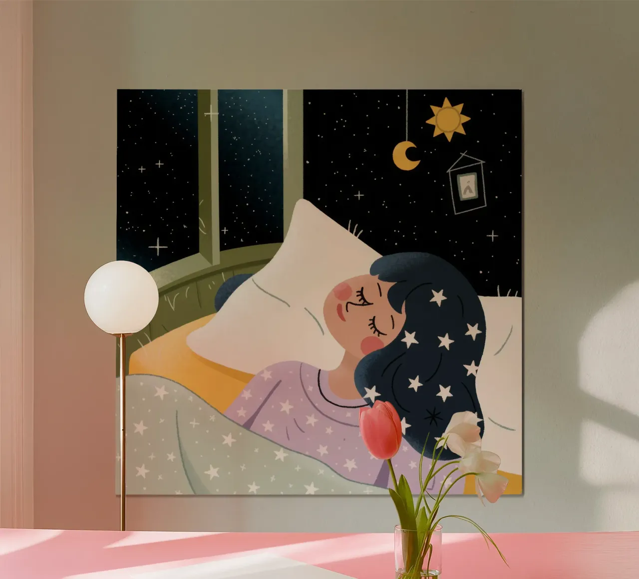 Notte stellata Pace poster con telaio in alluminio da Nebula Verse