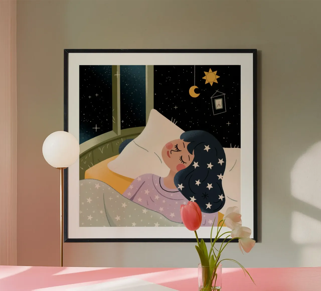Notte stellata Pace poster con telaio in alluminio da Nebula Verse
