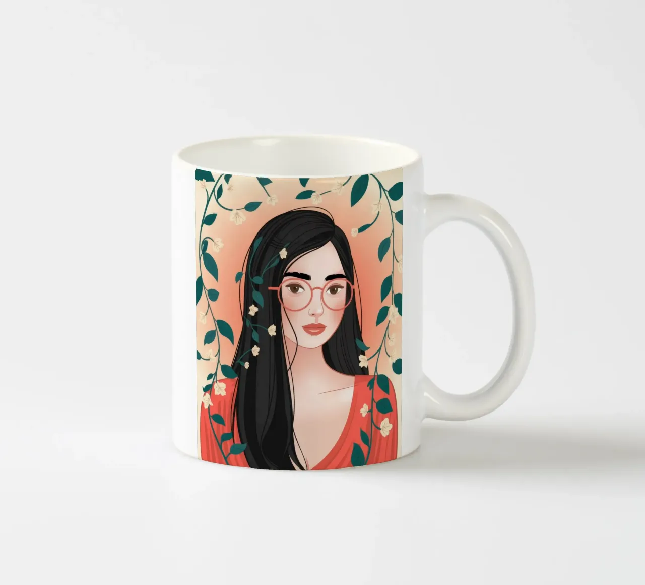 Floral Red Elegance ceramic mug by Nebula Verse