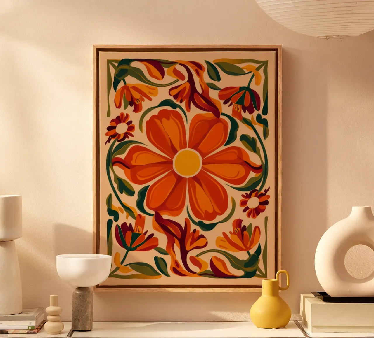 Levendige bloemenexplosie canvas met Baklijst van Nebula Verse