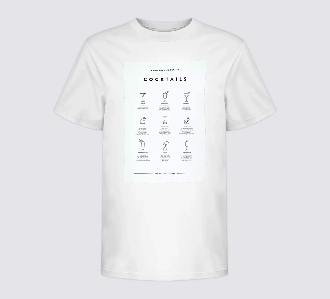 Cocktail chart t-shirt bambini da daylight design studio