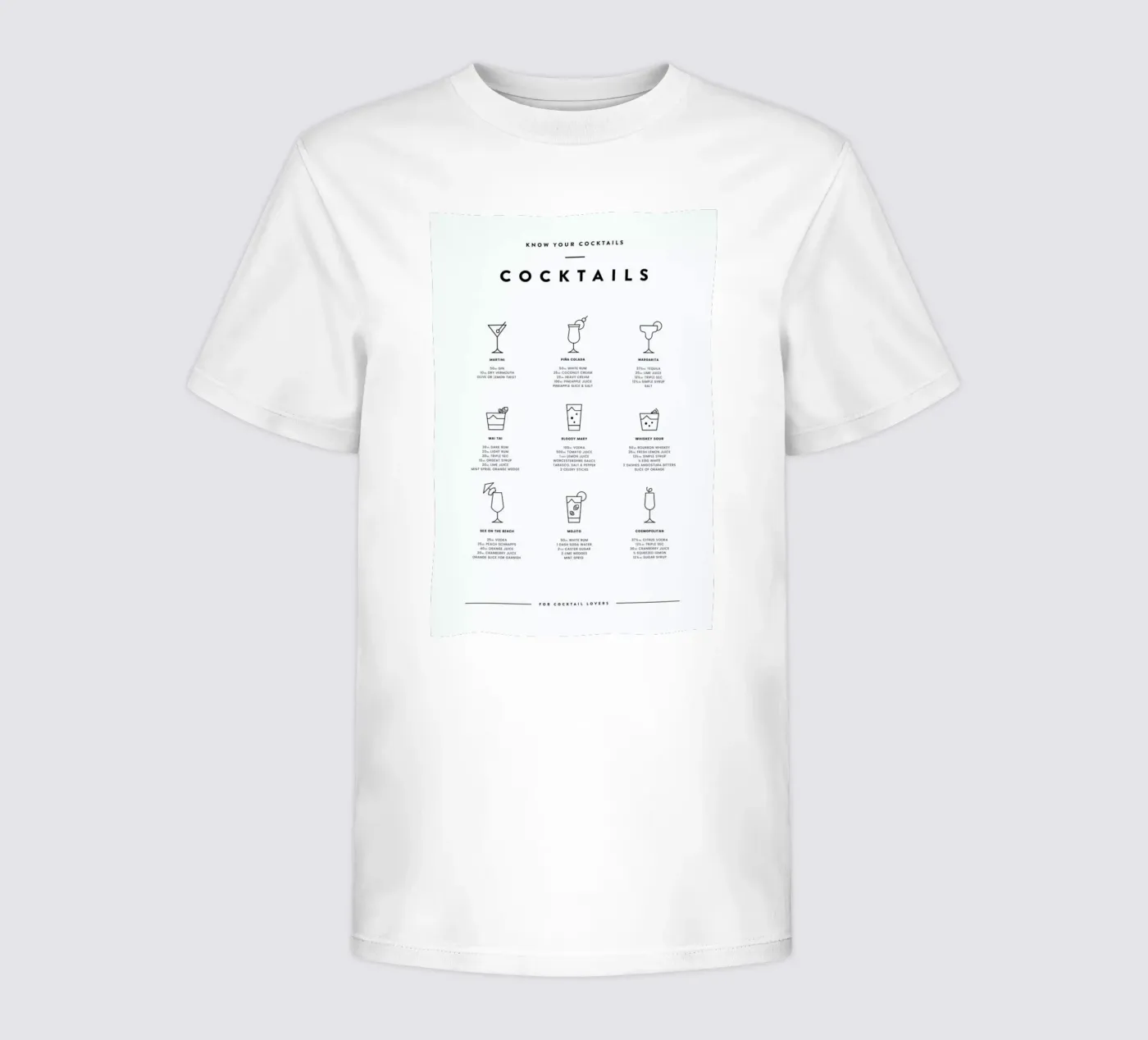 Cocktail chart t-shirt bambini da daylight design studio