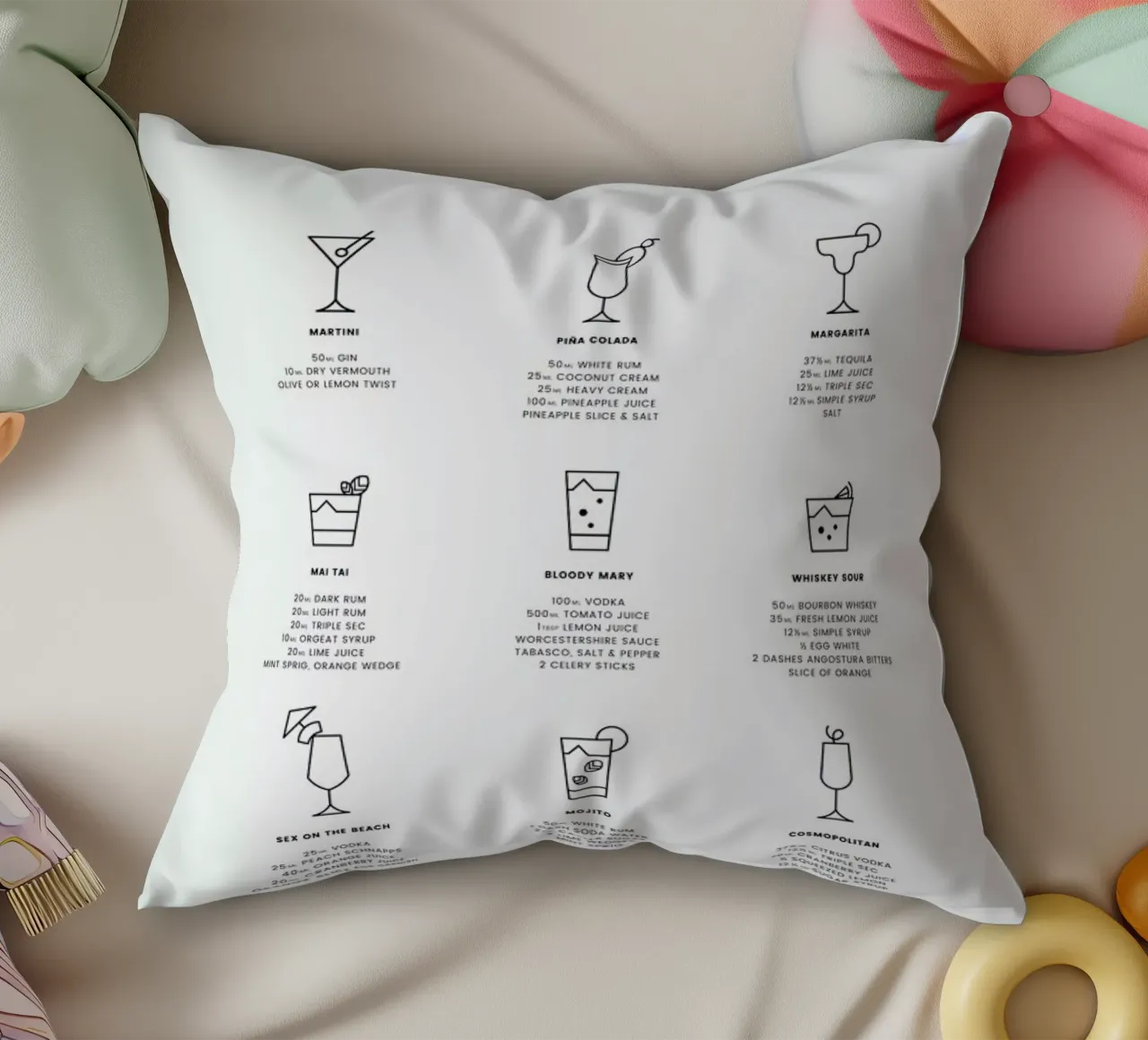 Cocktail chart cuscino da daylight design studio