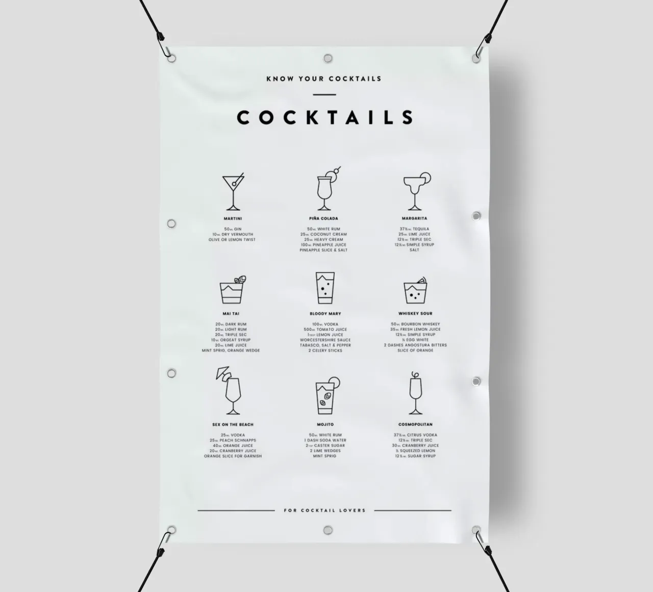 Cocktail chart telo in pvc da daylight design studio