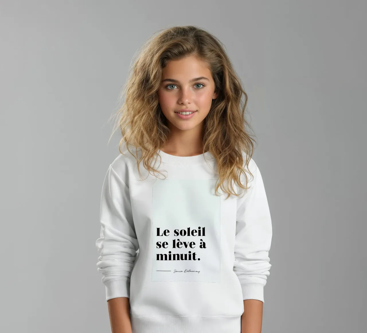 Le soleil se lève à minuit felpa bambino da typed
