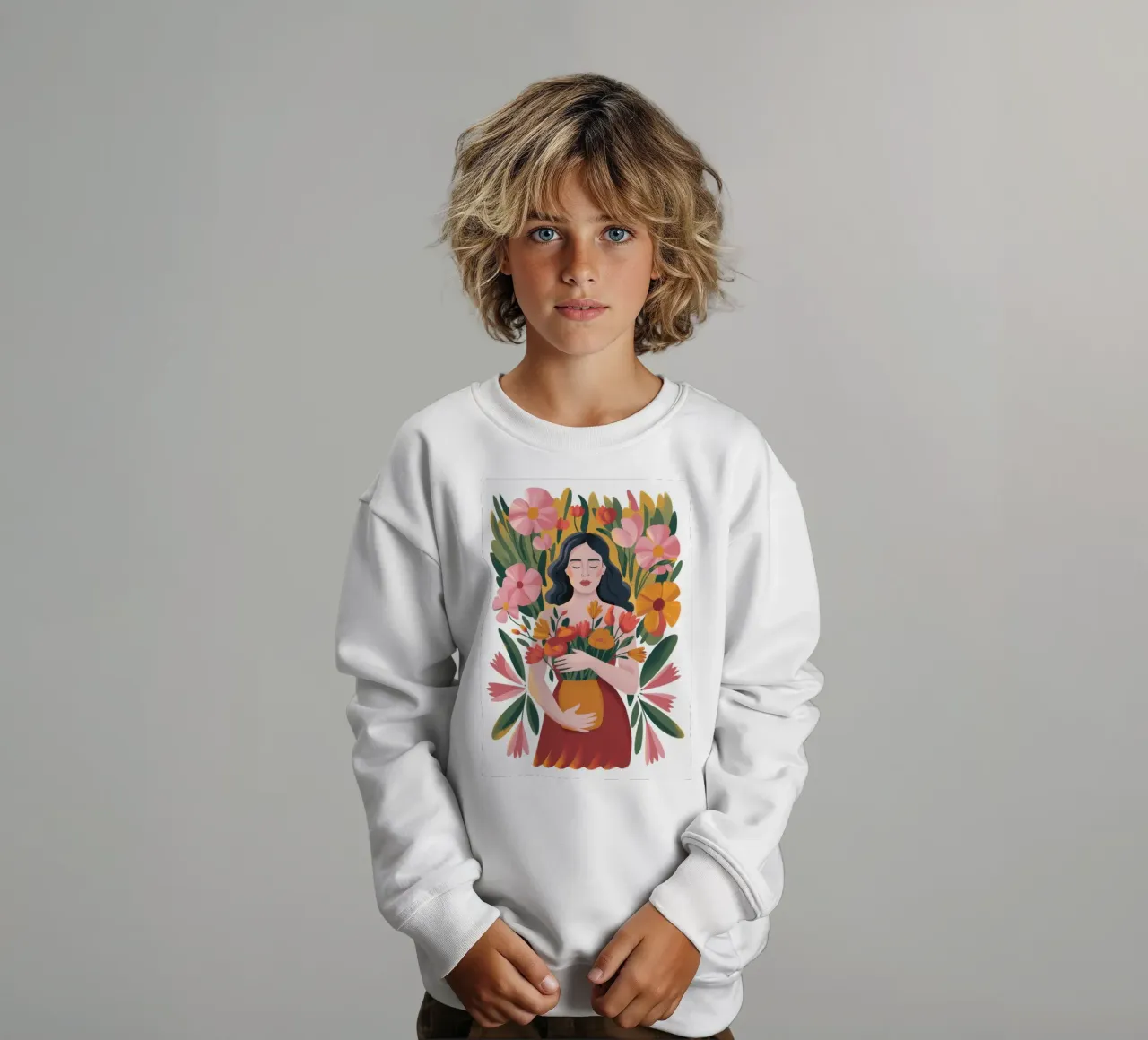 Floral Embrace Serenity kids sweatshirt by Nebula Verse