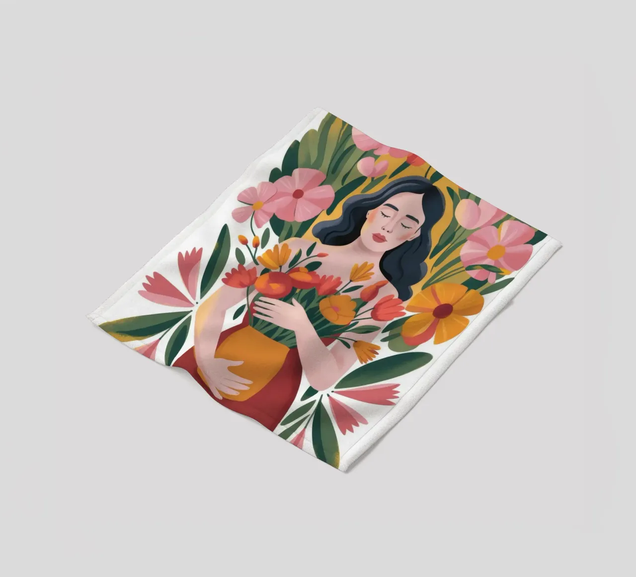 Floral Embrace Serenity fleece blanket by Nebula Verse