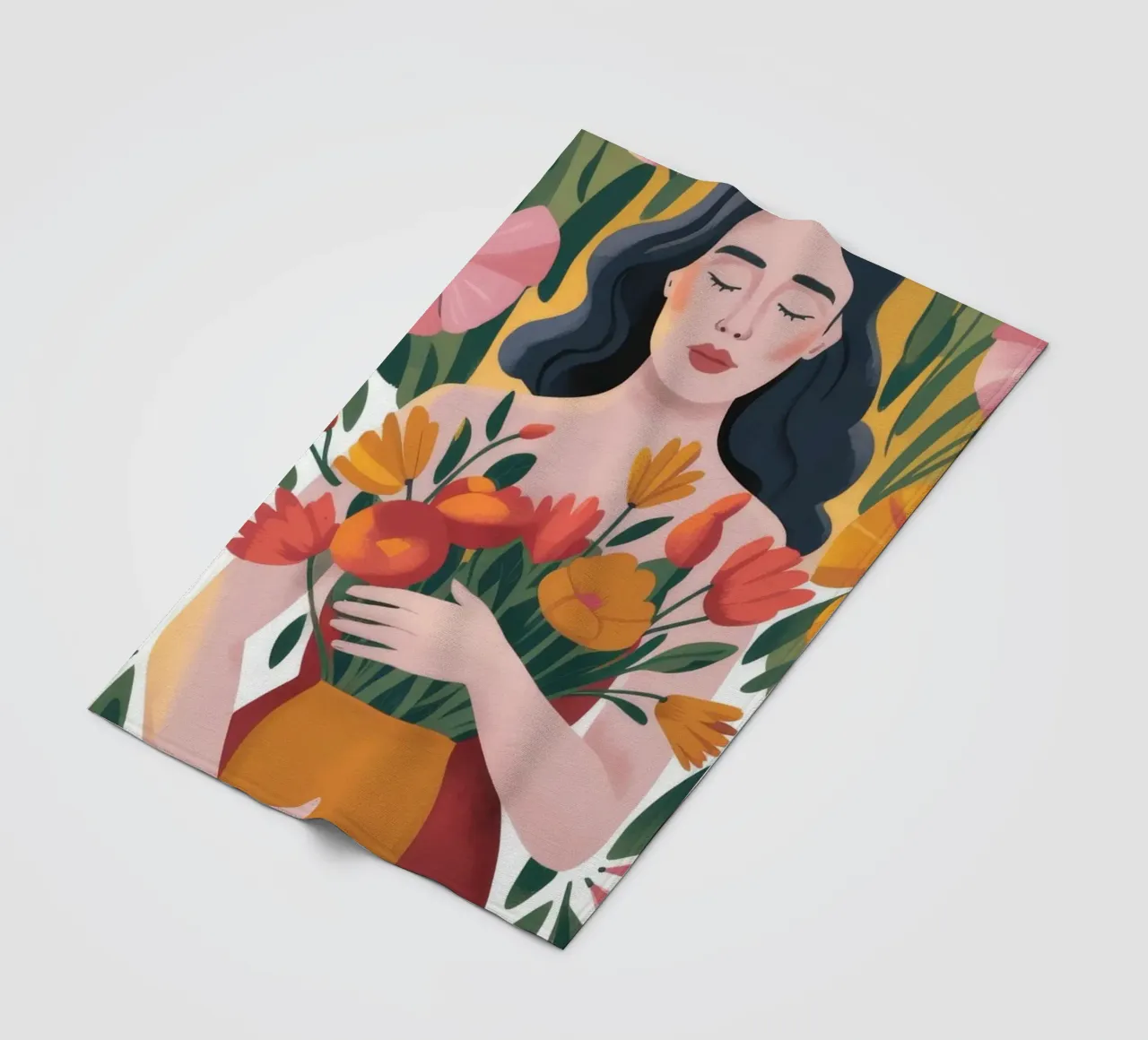 Floral Embrace Serenity fleece blanket by Nebula Verse