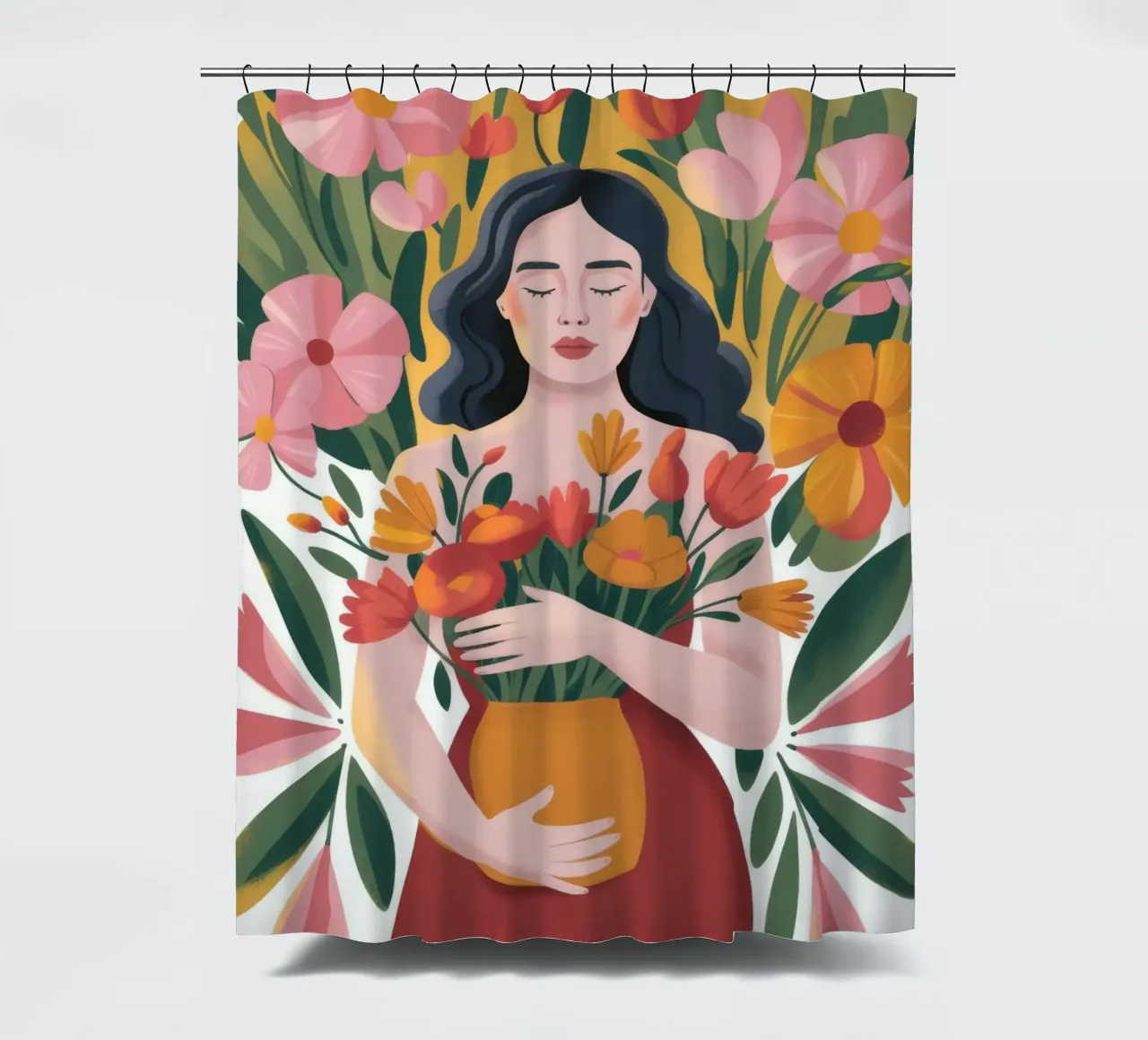 Floral Embrace Serenity shower curtain by Nebula Verse
