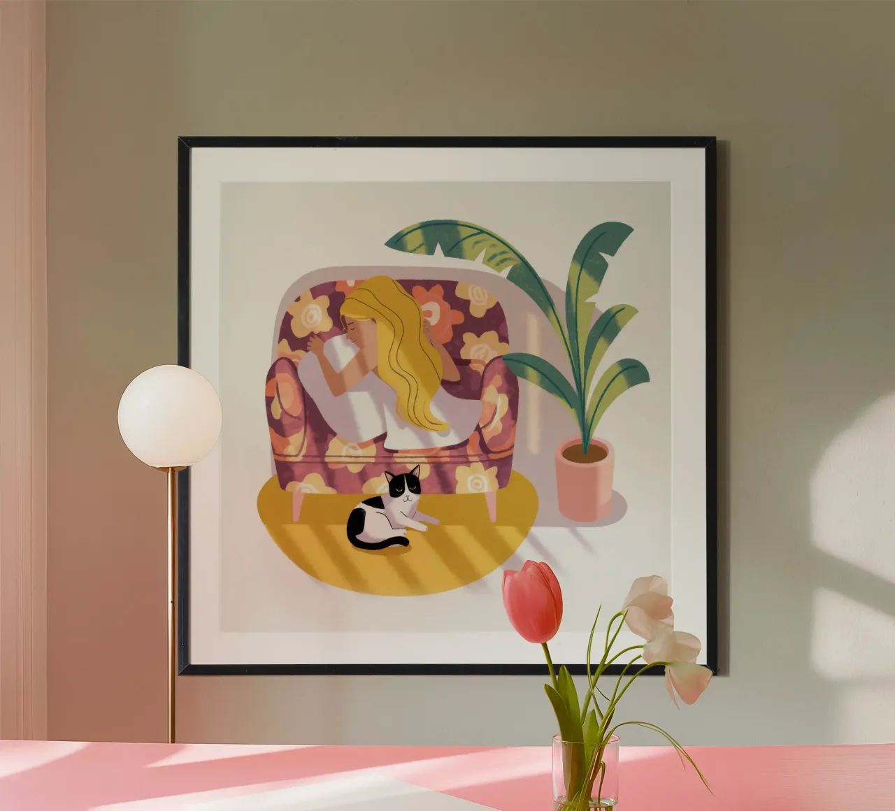 Accogliente comfort per i gatti poster con telaio in alluminio da Nebula Verse