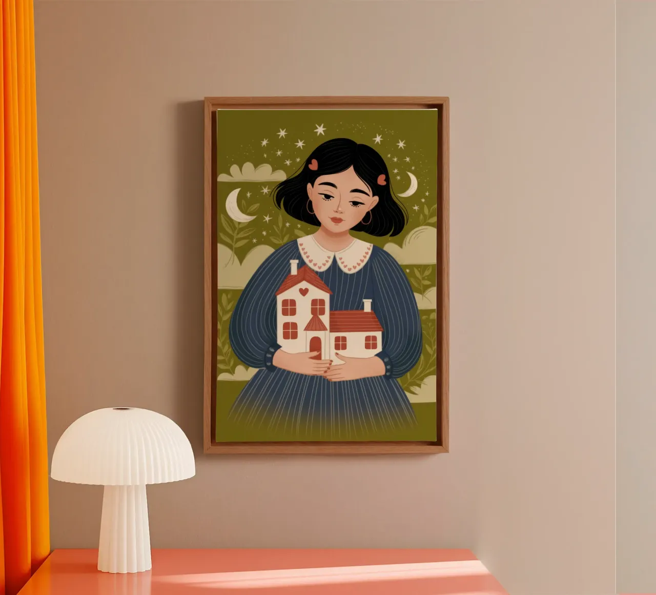 Nostalgisch thuis omarmen canvas met Baklijst van Nebula Verse