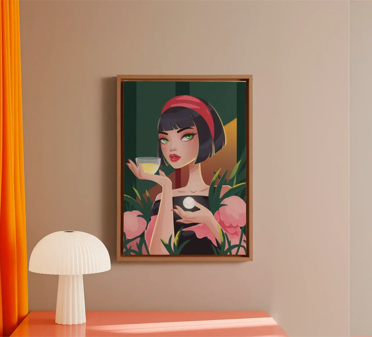 Sereen theeritueel canvas met Baklijst van Nebula Verse