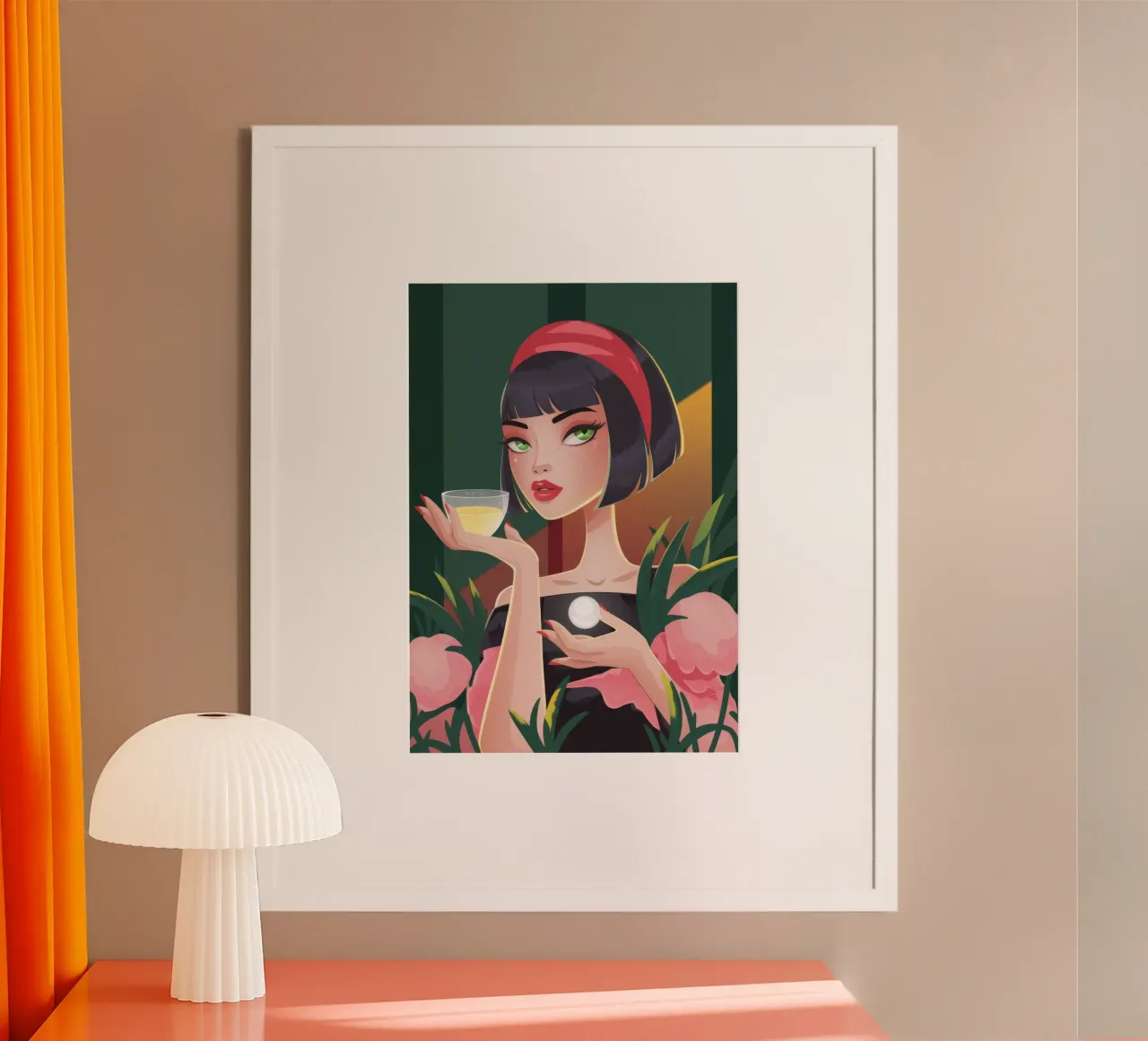 Sereen theeritueel poster met aluminium frame van Nebula Verse