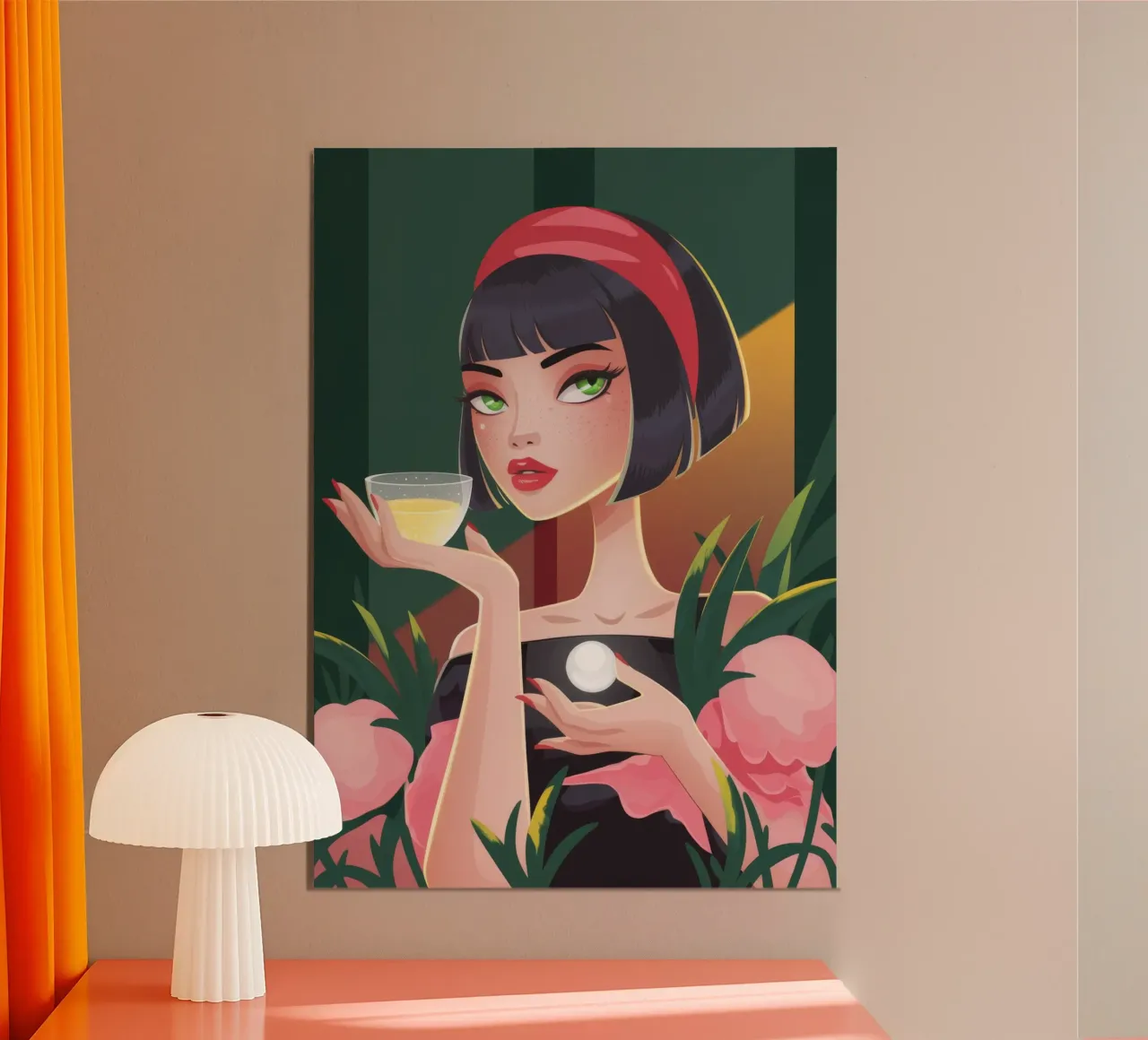 Sereen theeritueel poster met aluminium frame van Nebula Verse