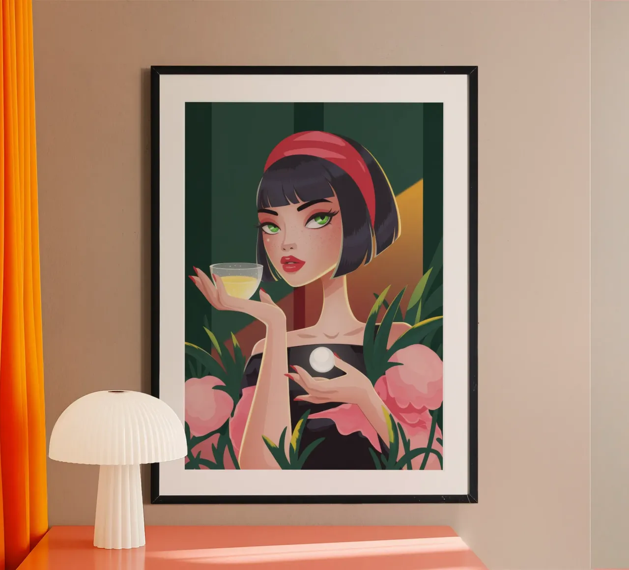 Sereen theeritueel poster met aluminium frame van Nebula Verse