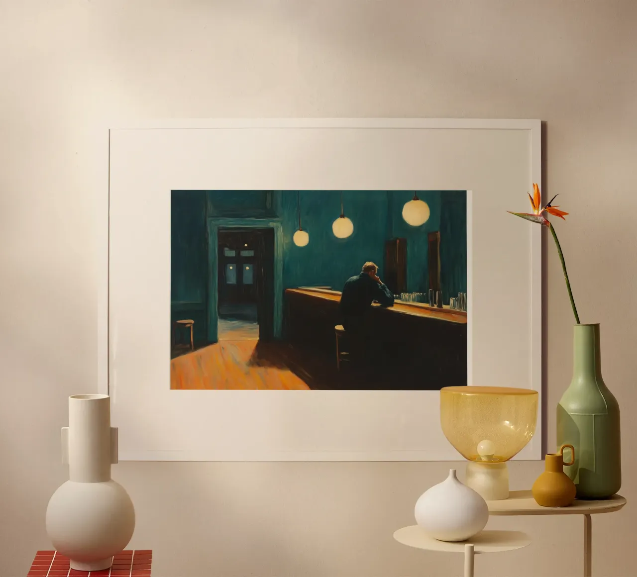 Cena di mezzanotte poster con telaio in alluminio da Art Center