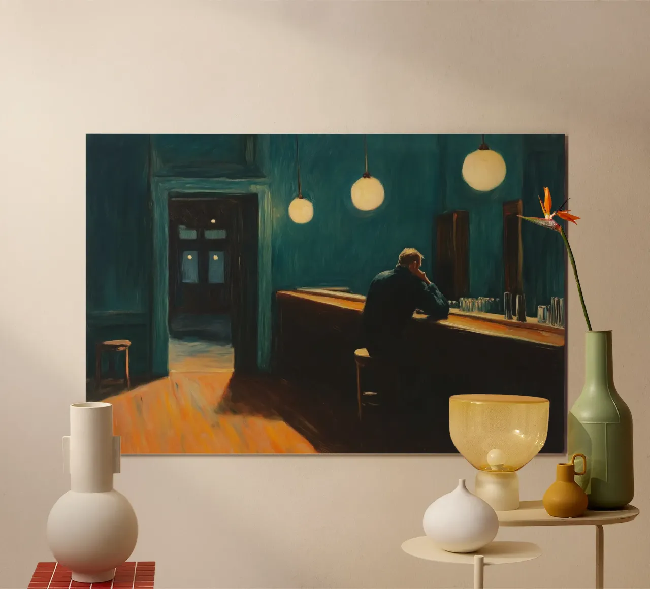 Cena di mezzanotte poster con telaio in alluminio da Art Center