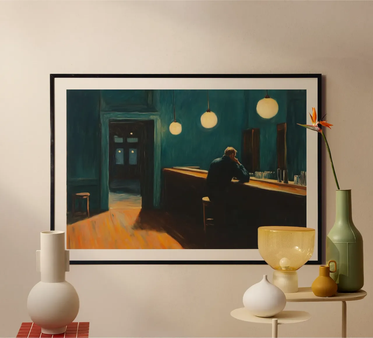Cena di mezzanotte poster con telaio in alluminio da Art Center