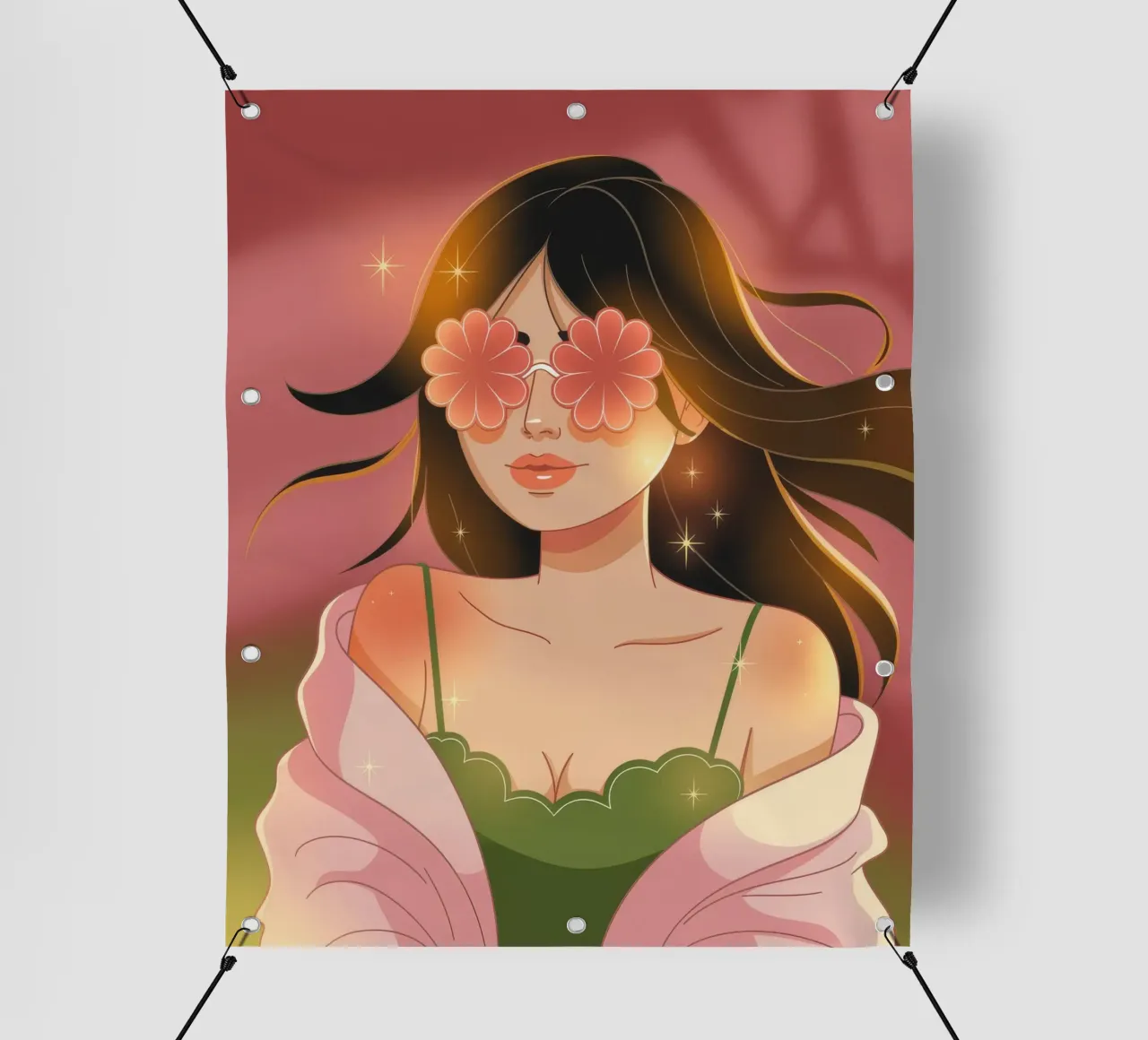 Musa visionaria in fiore telo in pvc da Nebula Verse