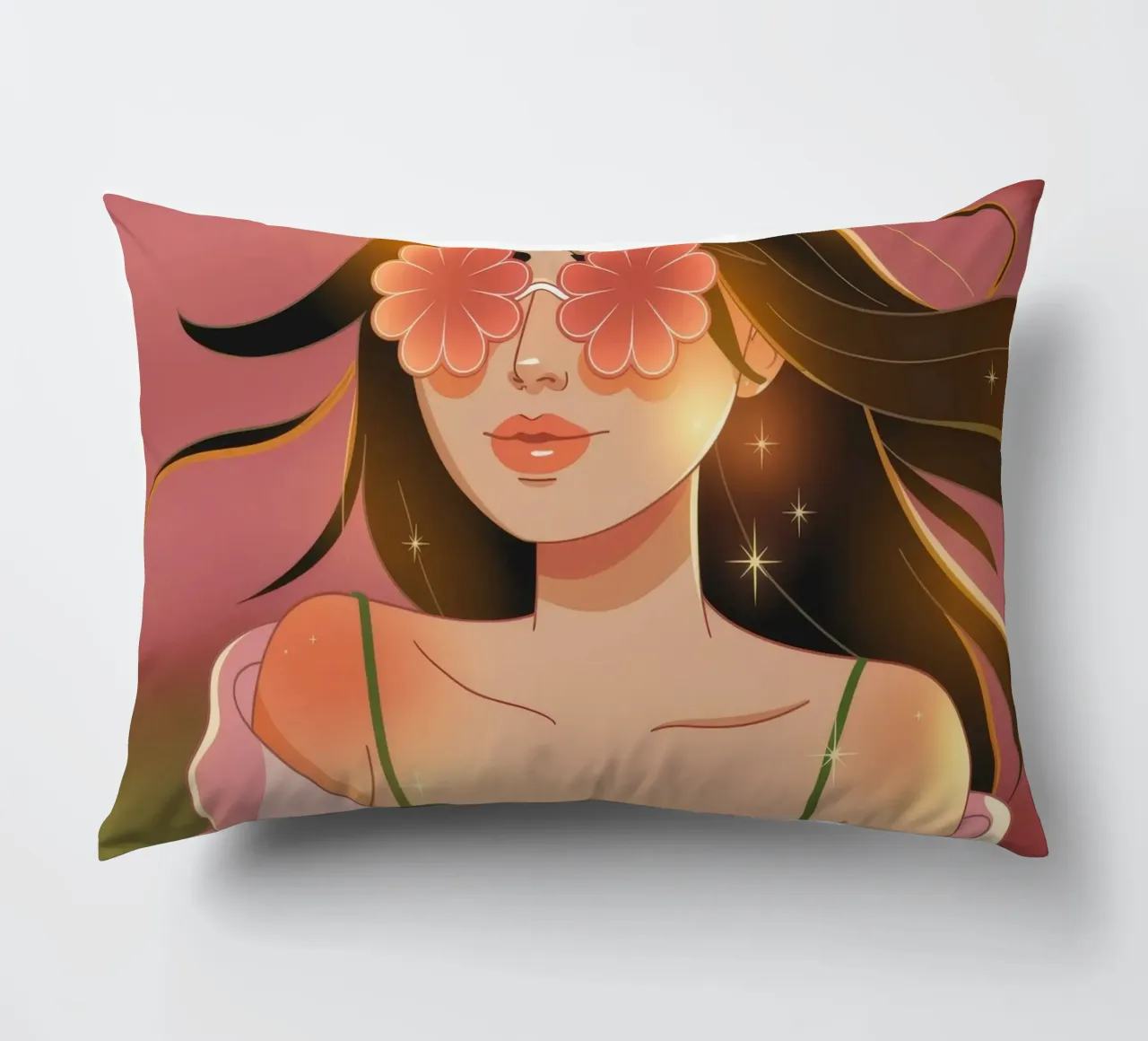 Blossoming Visionary Muse decorative cushion by Nebula Verse