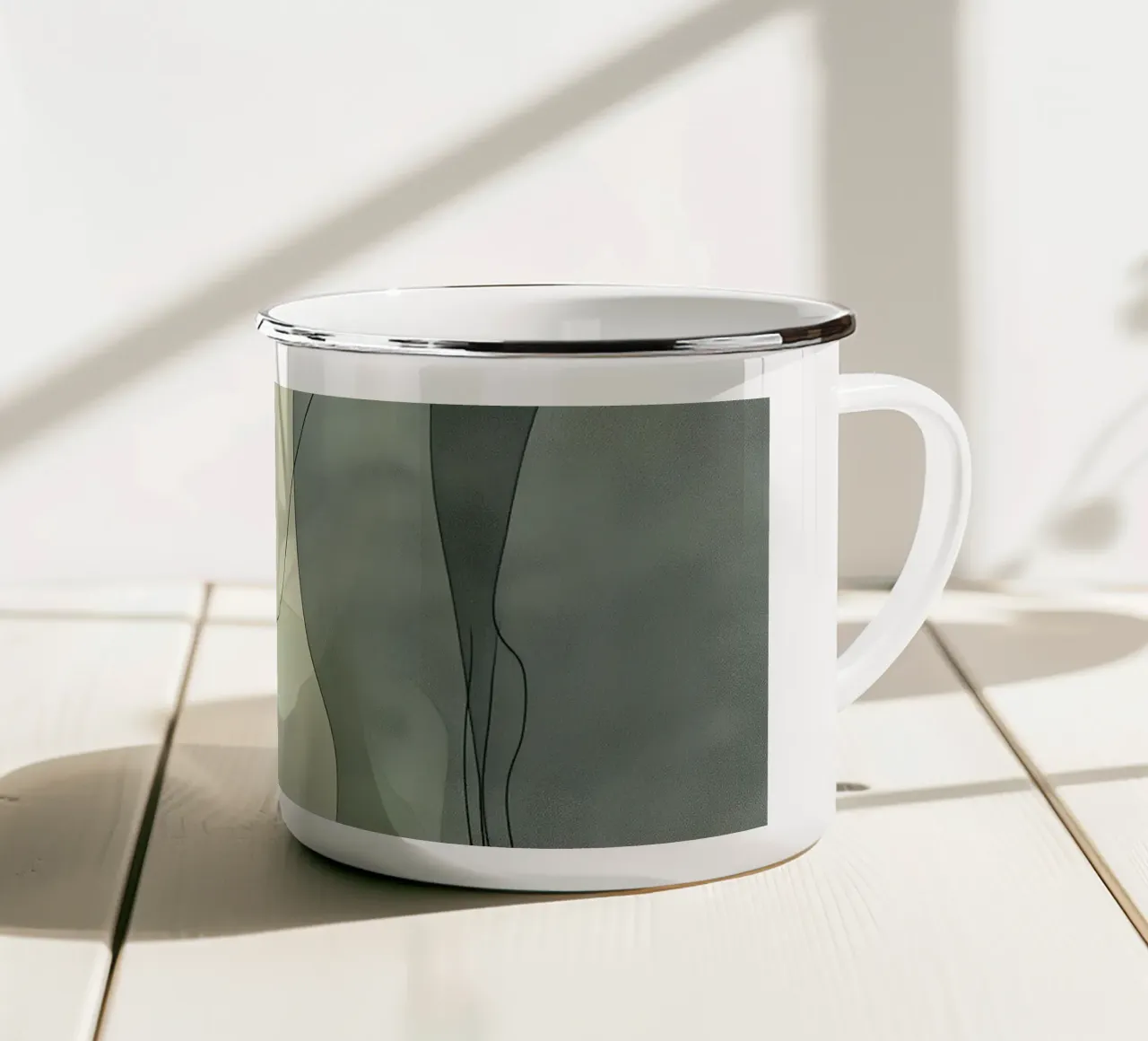 Forme astratte verdi tazza in smalto da LaylaOzHome