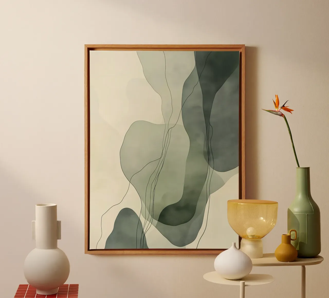 Abstracte groene vormen canvas met Baklijst van LaylaOzHome
