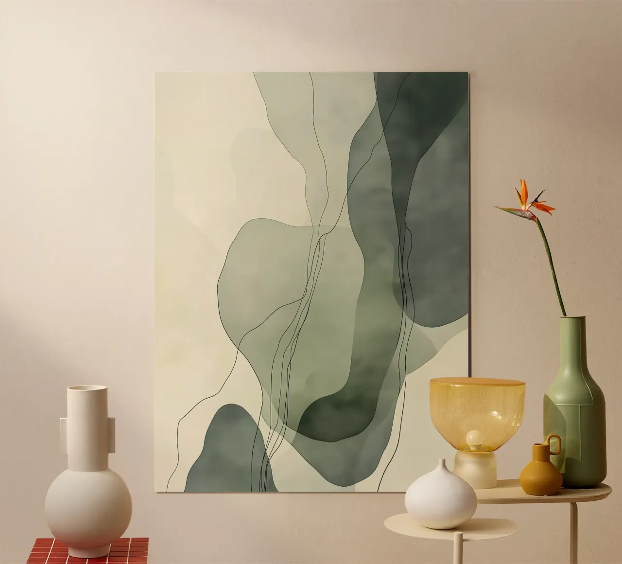 Forme astratte verdi poster con telaio in plastica da LaylaOzHome