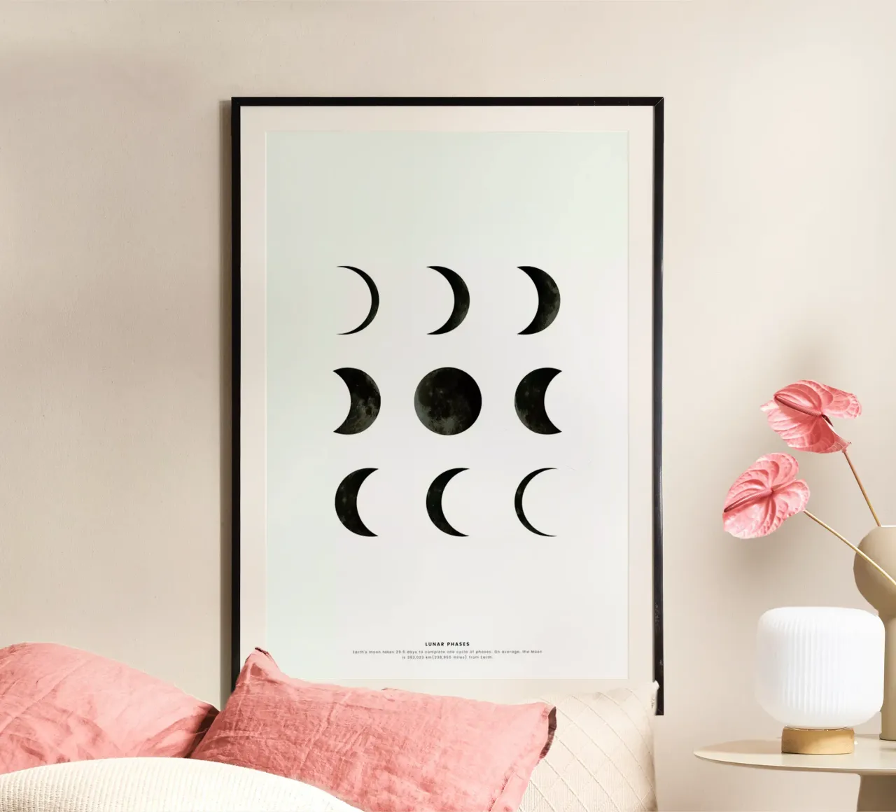 Lunar phases poster con telaio in legno da daylight design studio
