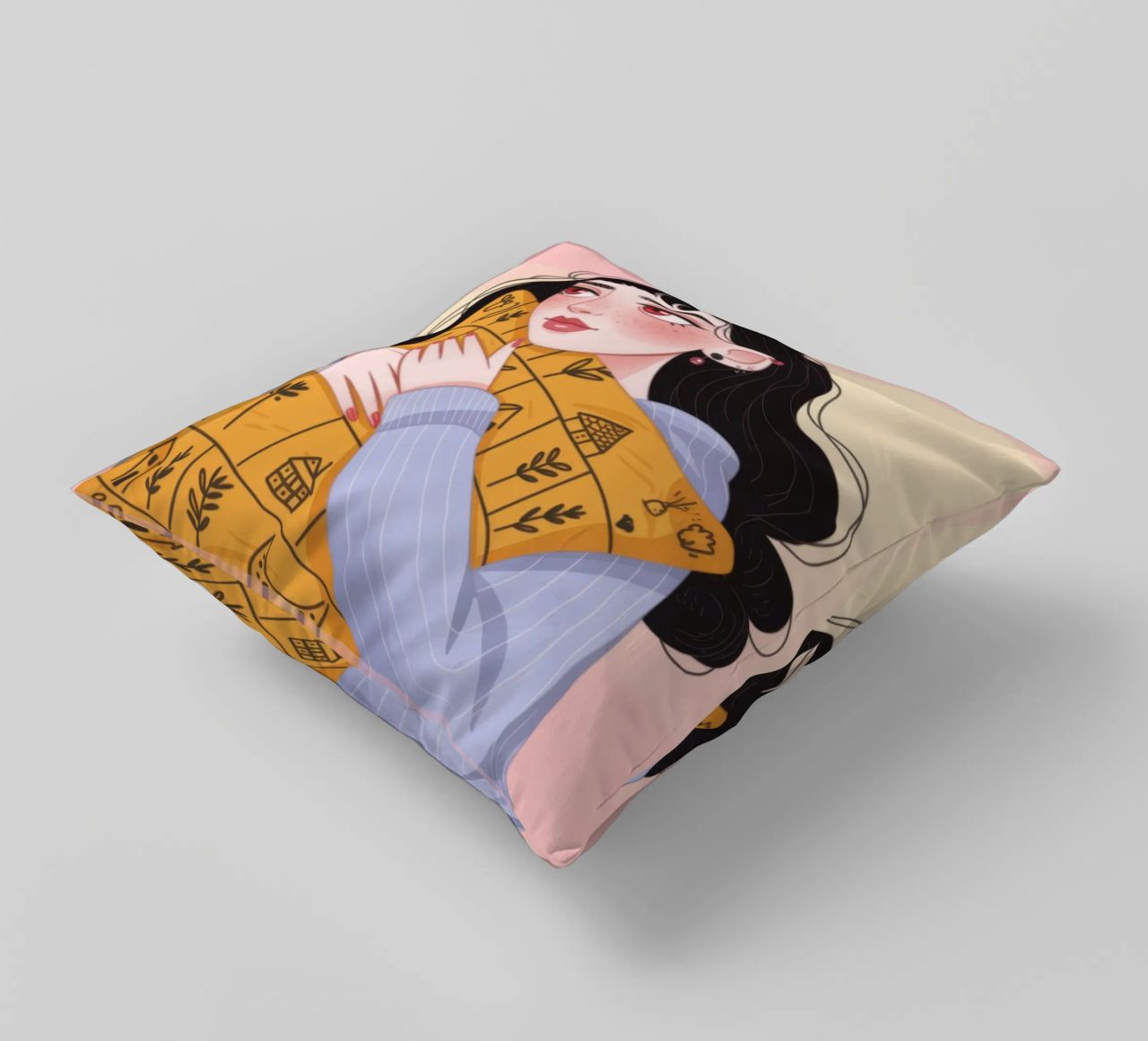 Cozy Autumn Embrace decorative cushion by Nebula Verse