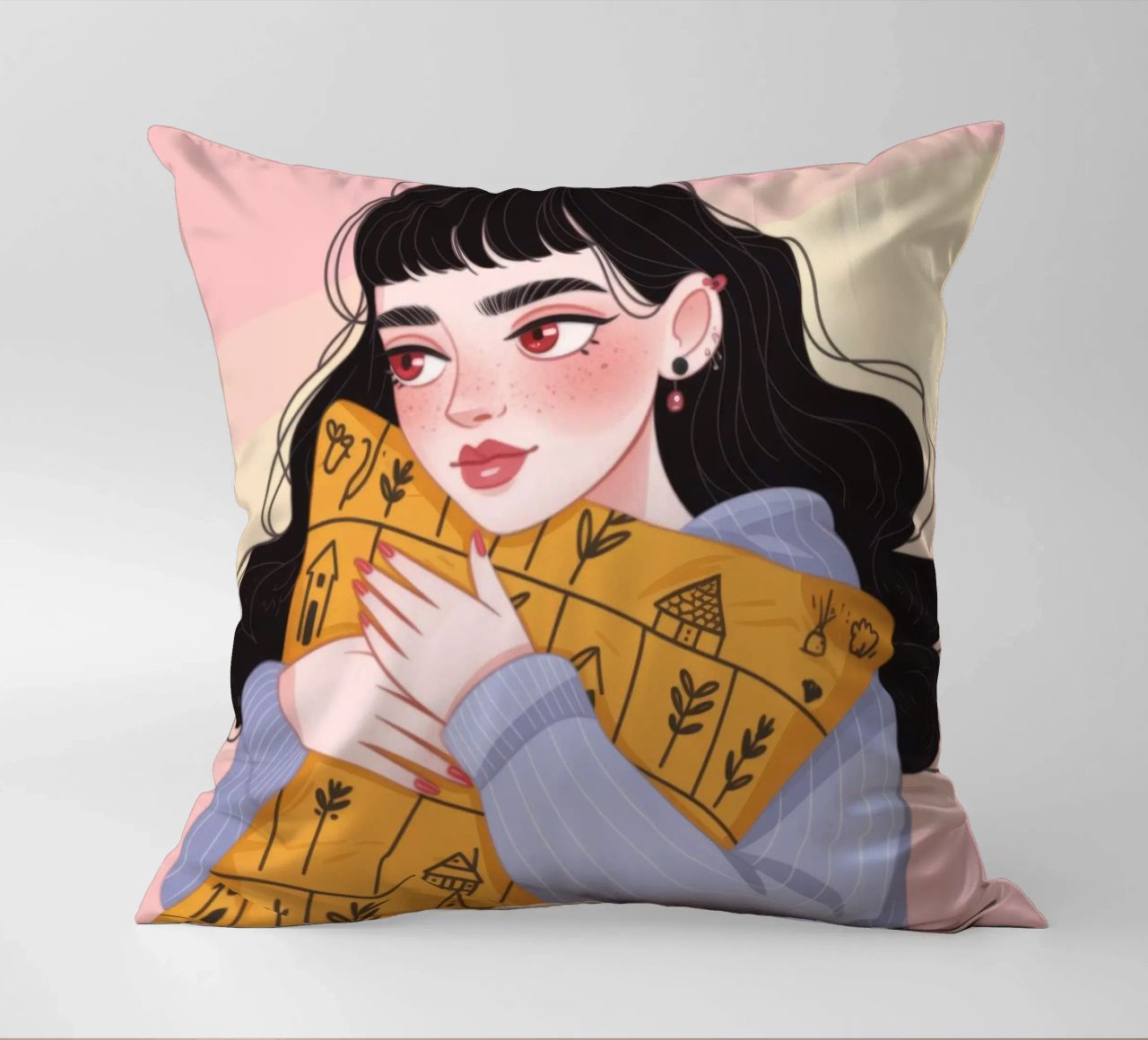 Cozy Autumn Embrace decorative cushion by Nebula Verse