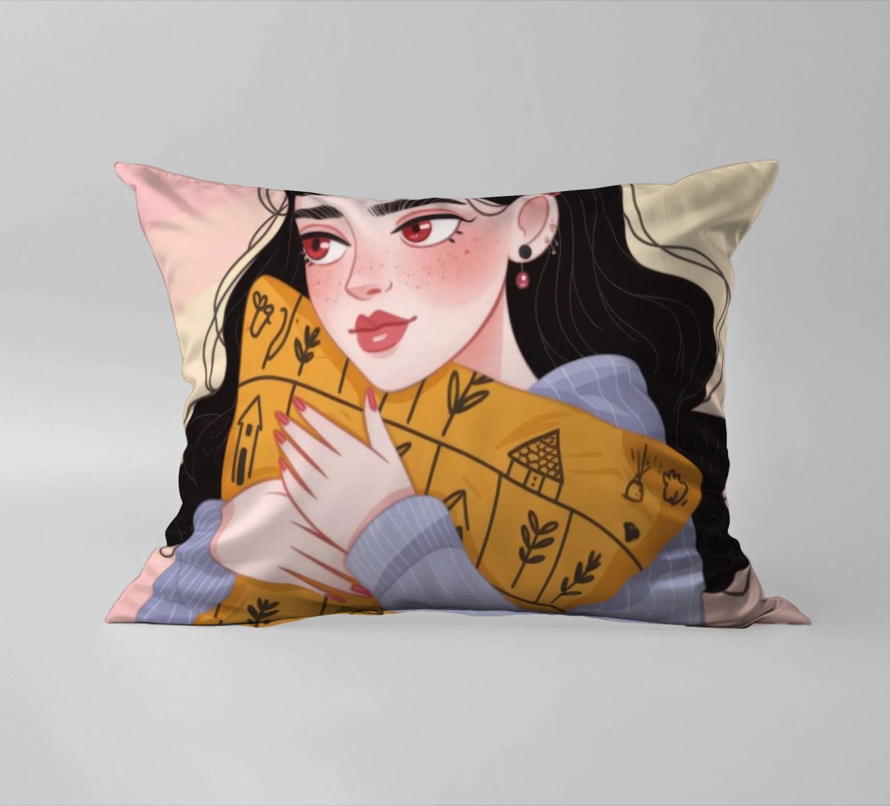 Cozy Autumn Embrace decorative cushion by Nebula Verse