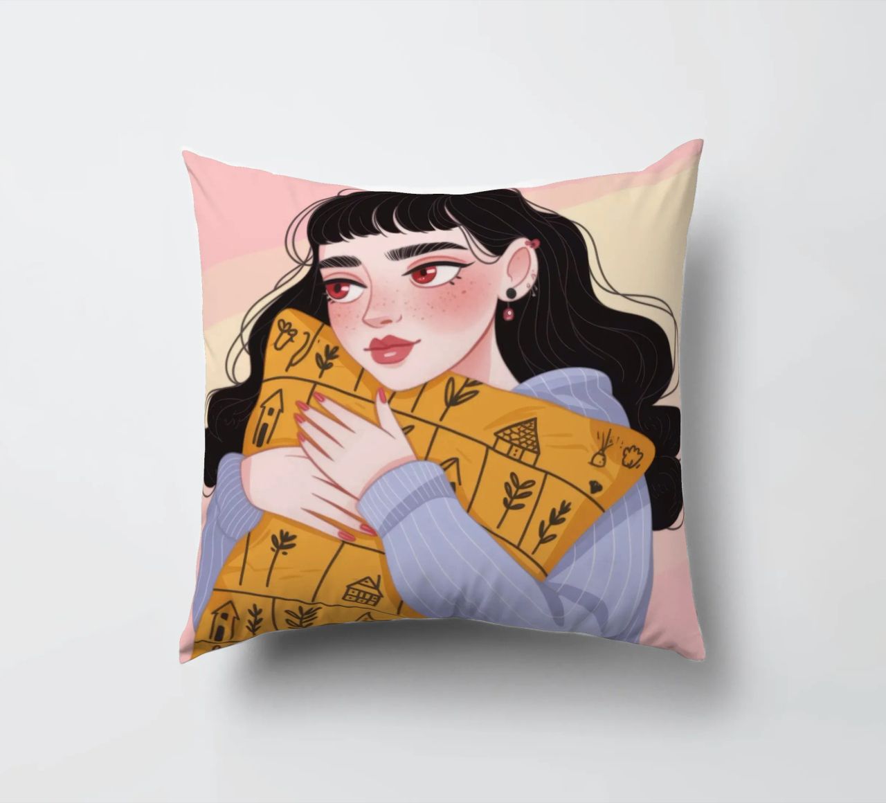 Cozy Autumn Embrace decorative cushion by Nebula Verse