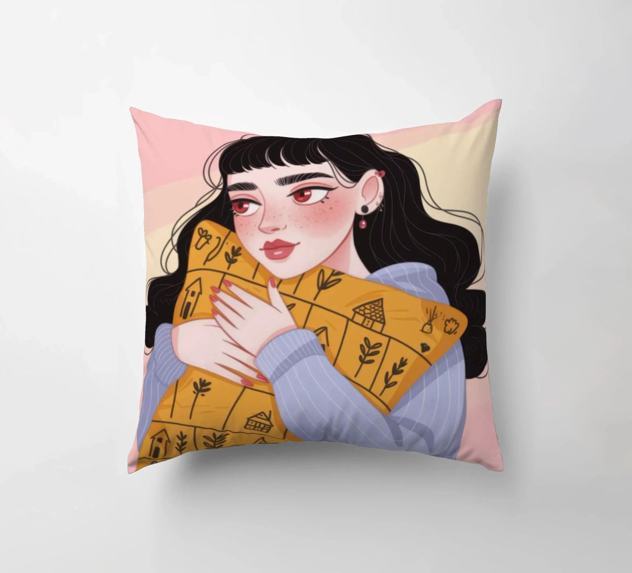 Cozy Autumn Embrace decorative cushion by Nebula Verse