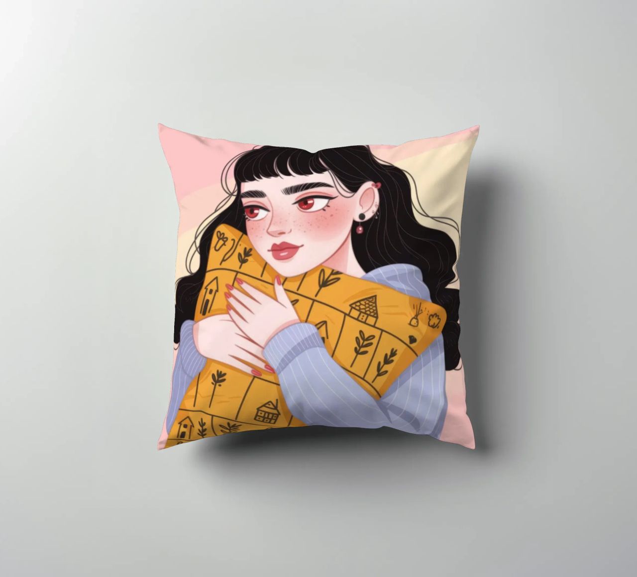 Cozy Autumn Embrace decorative cushion by Nebula Verse