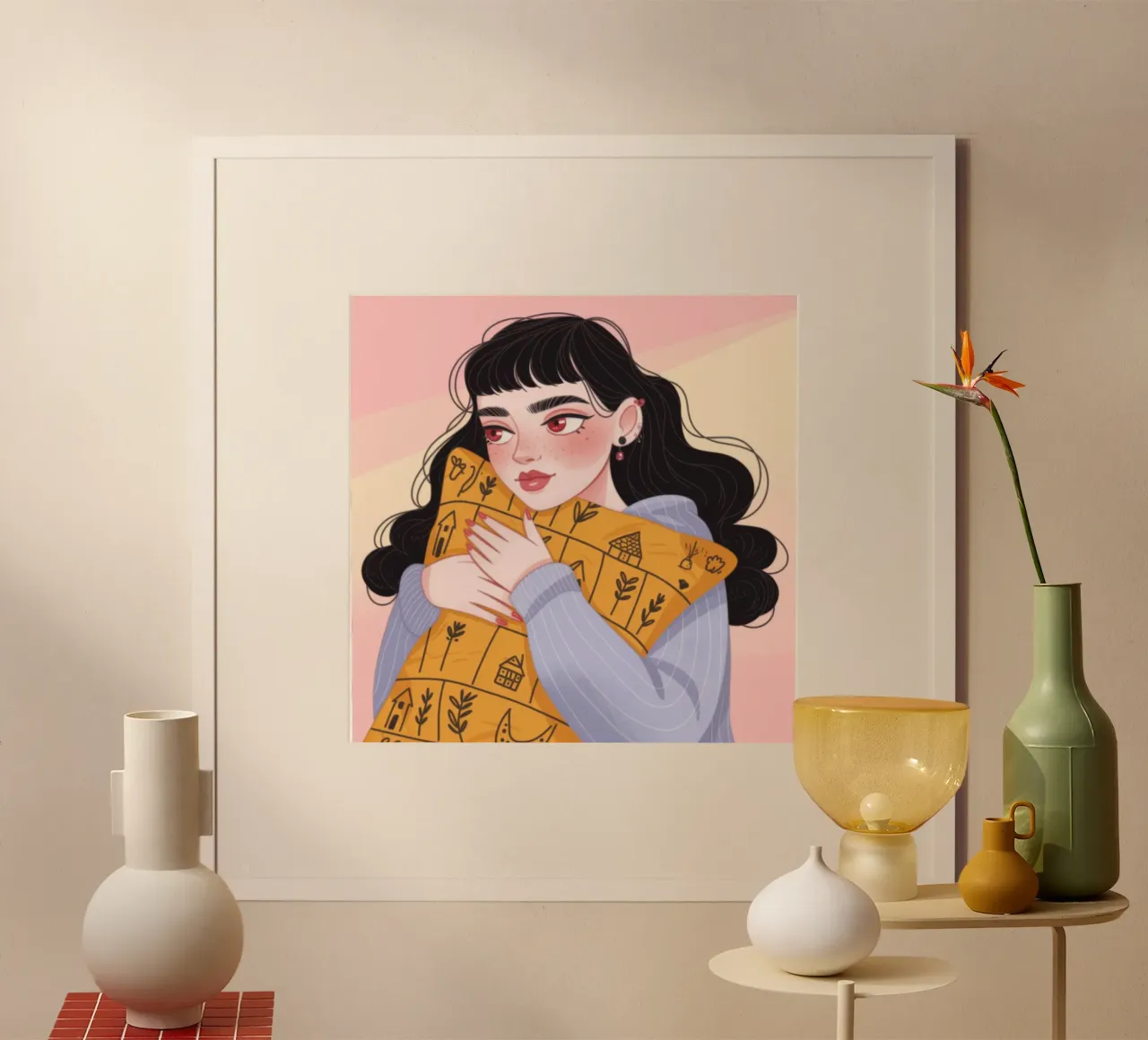 Accogliente abbraccio autunnale poster con telaio in plastica da Nebula Verse