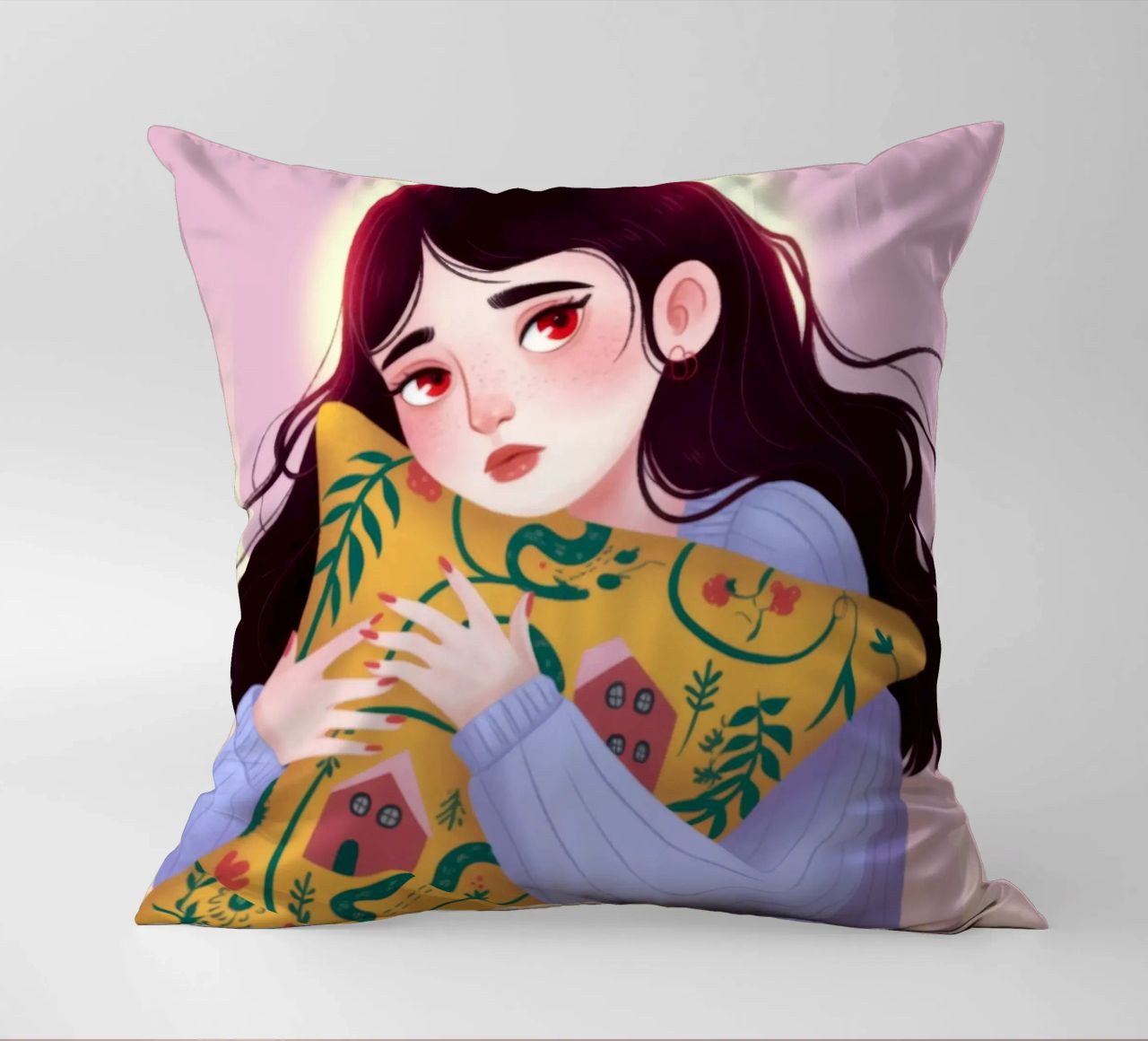 Dreamy Night Hug decorative cushion by Nebula Verse