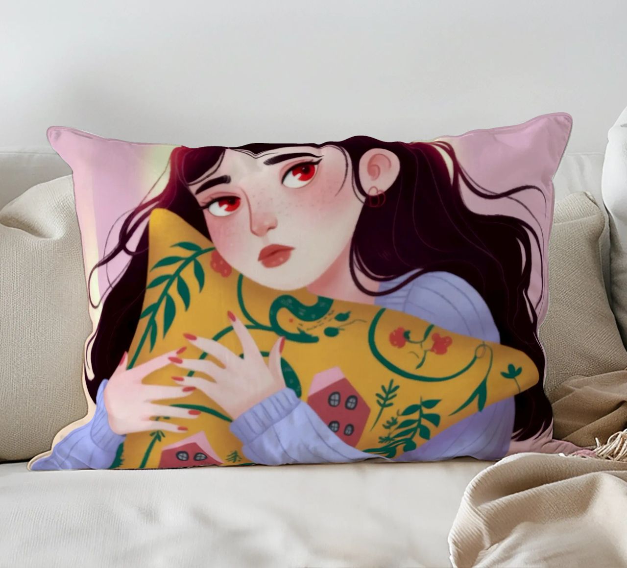 Dreamy Night Hug decorative cushion by Nebula Verse
