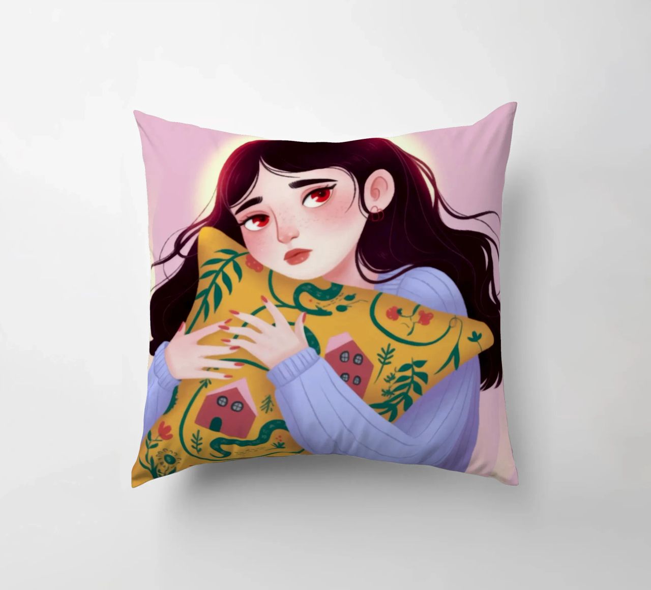 Dreamy Night Hug decorative cushion by Nebula Verse