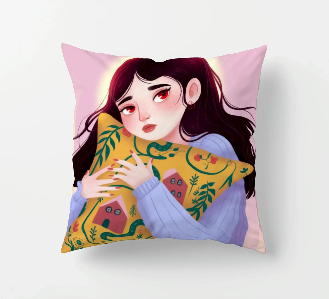 Dreamy Night Hug decorative cushion by Nebula Verse