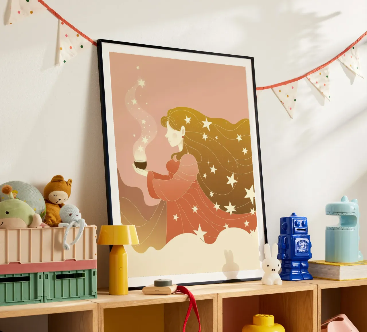 Bagliore di serenità celeste poster con telaio in alluminio da Nebula Verse