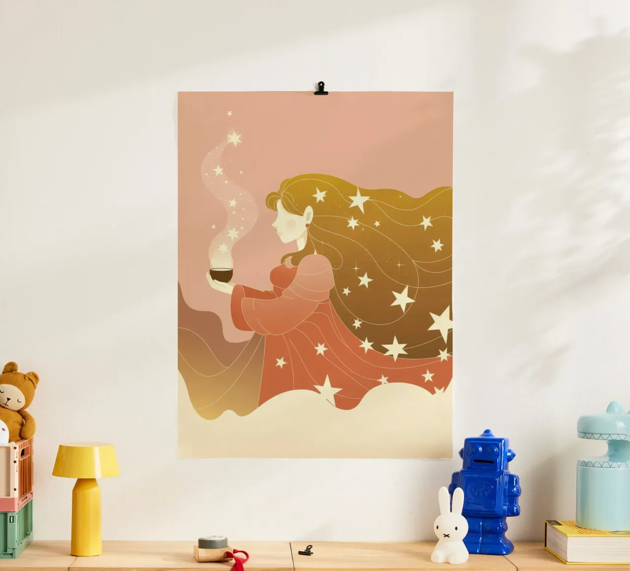 Bagliore di serenità celeste poster con telaio in alluminio da Nebula Verse