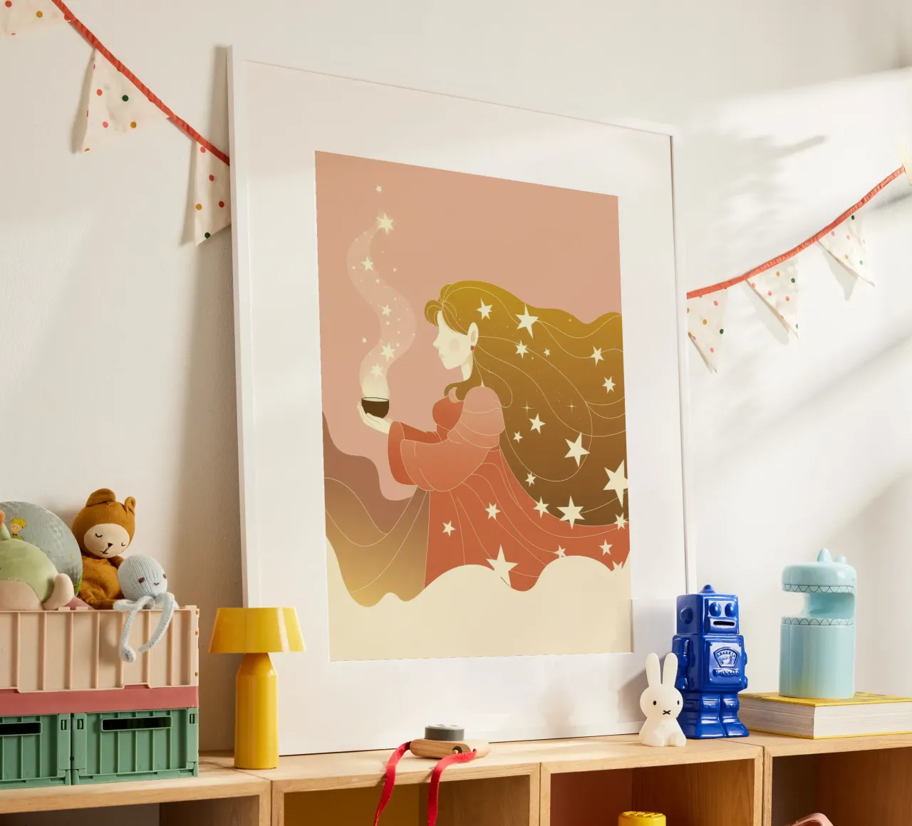 Bagliore di serenità celeste poster con telaio in alluminio da Nebula Verse