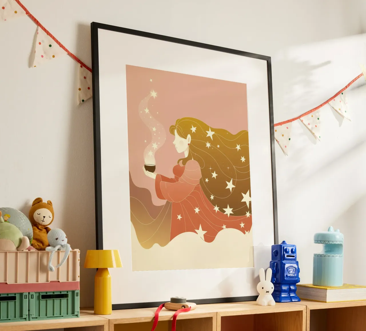 Bagliore di serenità celeste poster con telaio in alluminio da Nebula Verse