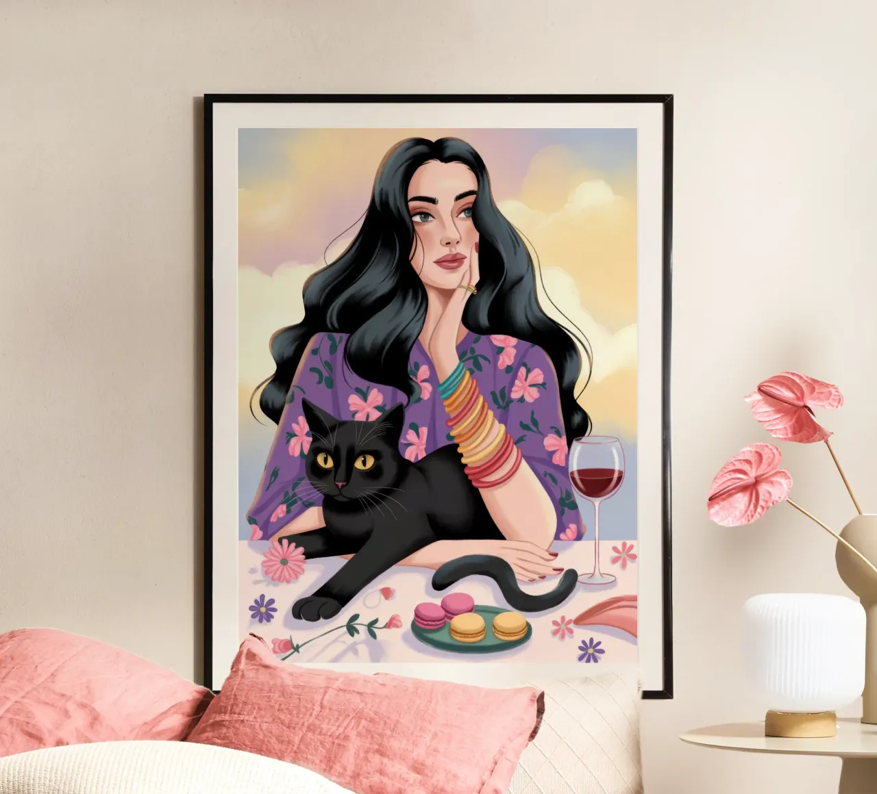 Beatitudine della compagnia mistica poster con telaio in legno da Nebula Verse