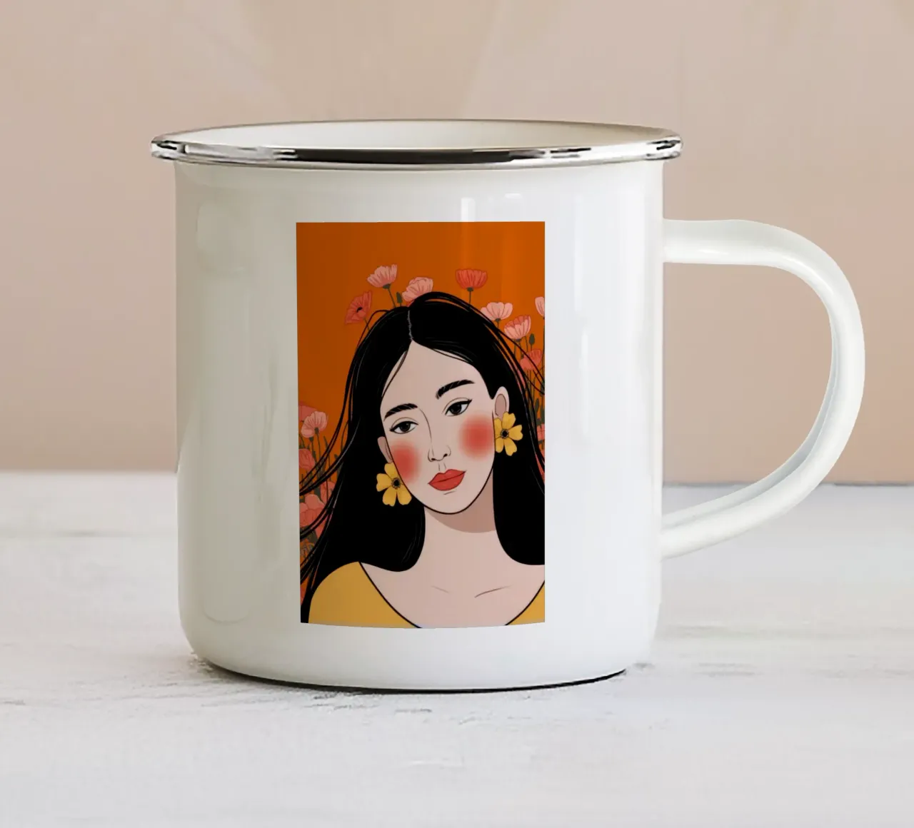 Retro Harmony Delight enamel mug by Nebula Verse