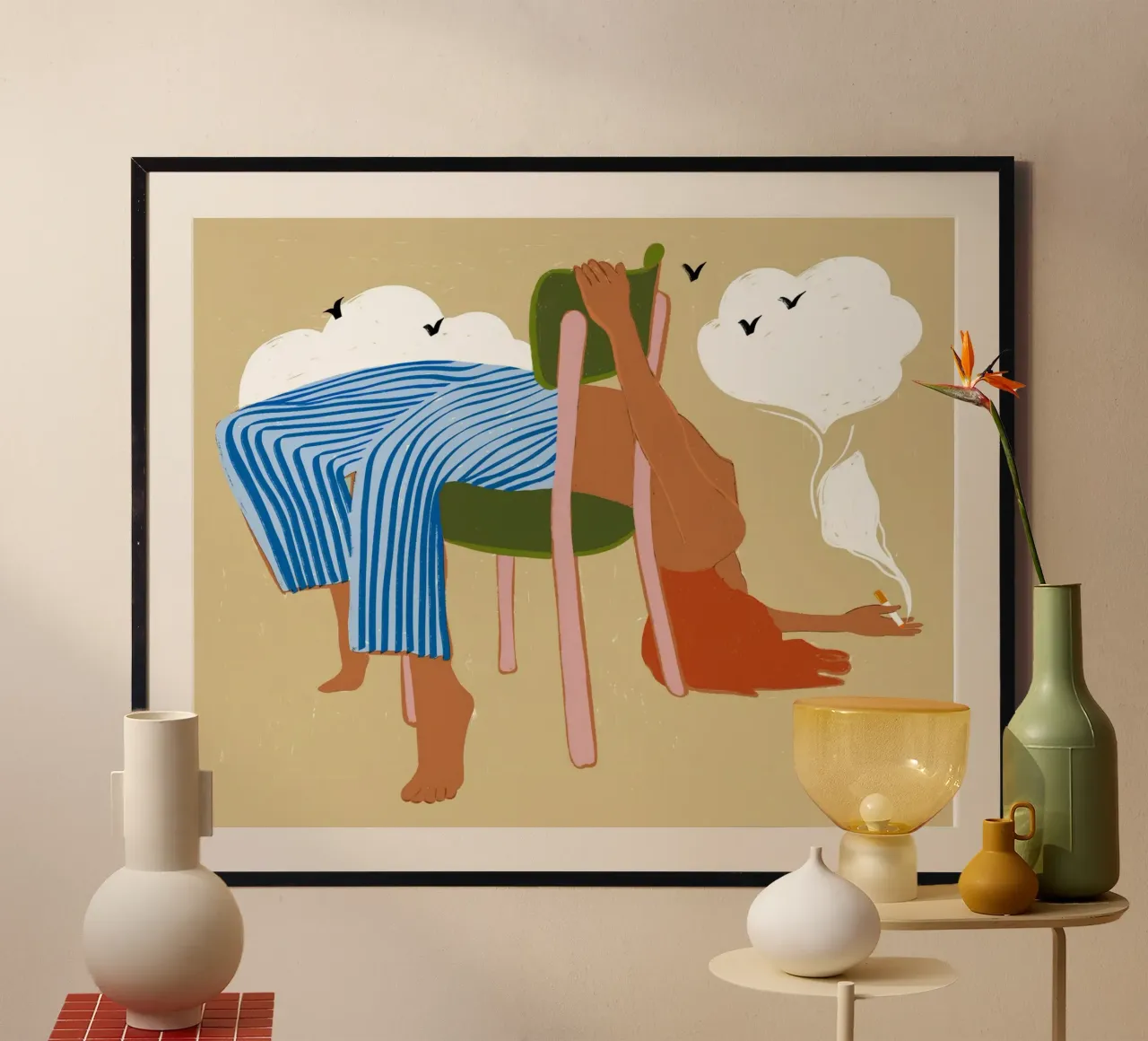 Smoking Up Clouds Eccentrico Weekend Vibes Hippie Boho Concept poster da 83oranges