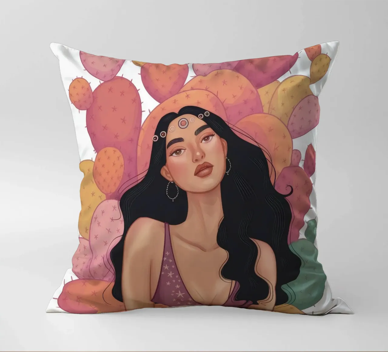 Cactus Allure Majesty decorative cushion by Nebula Verse